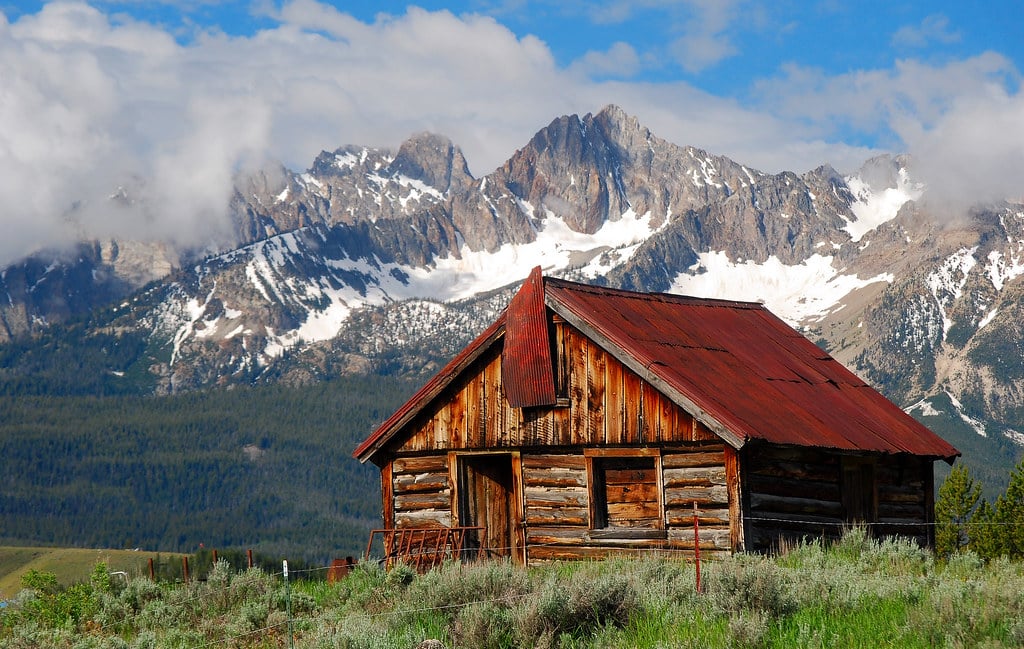 A traditional log cabin in the Mountain West