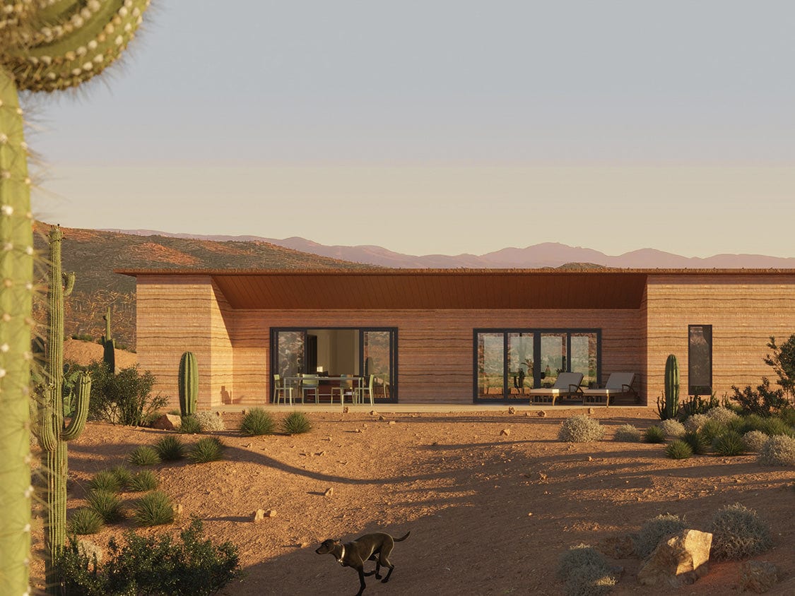 Desert home with wood siding